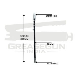 GREASE GUN HOSE 30CM 10MM WITH SPRING BLACK